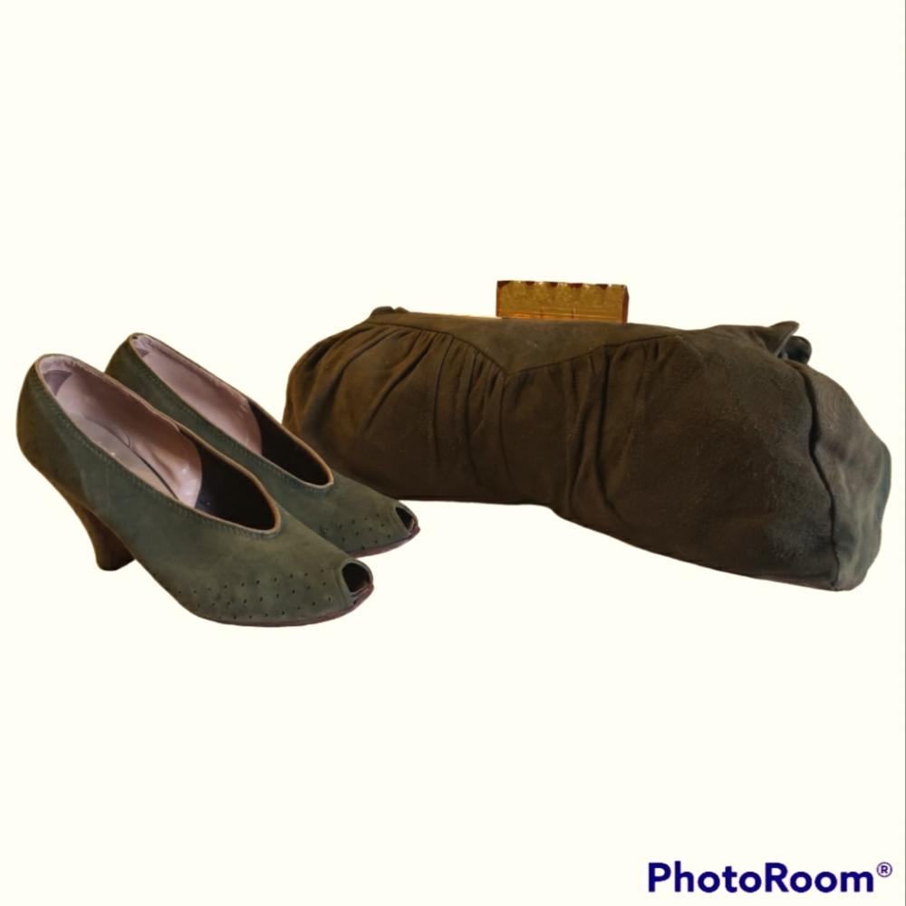 1940's Peep Tio Heels and matching Clutch